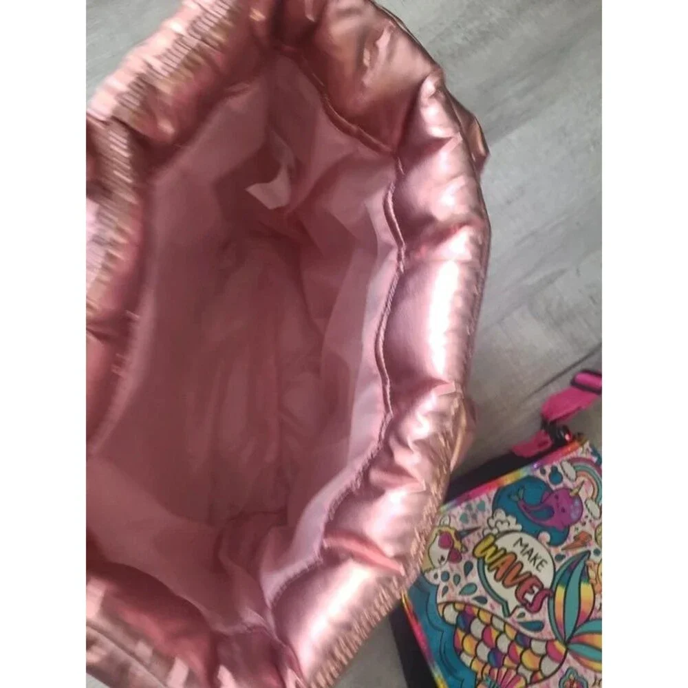 Justice brand rose gold puffy totebag + 1 crossbody